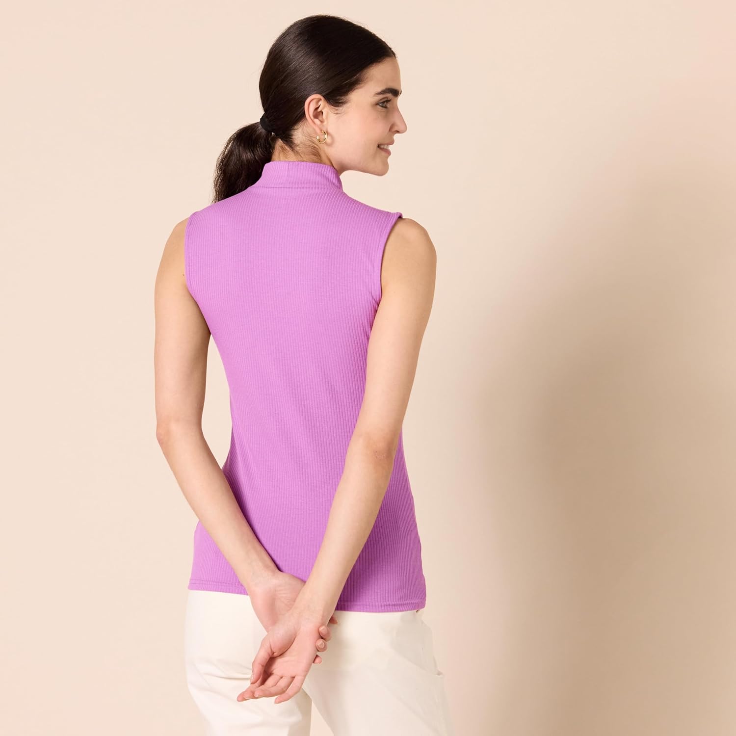 Amazon Essentials Women's Mock-Neck Slim-Fit Rib-Knit Sleeveless Top, Pack of 2 - Image 2