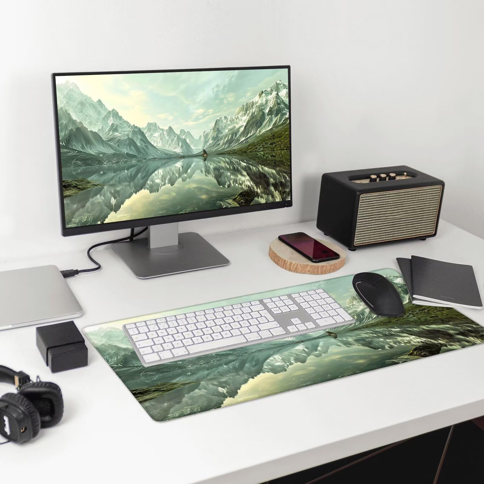 Alfombrilla Ratón Gaming, 1500x600x4 mm Alfombrilla Ratón XXL Montaña, Impermeable Alfombrilla Escritorio con Tela de Micro Tejido Superior, Base Antideslizante, Mouse Pad para Juegos (Paisaje) I-0