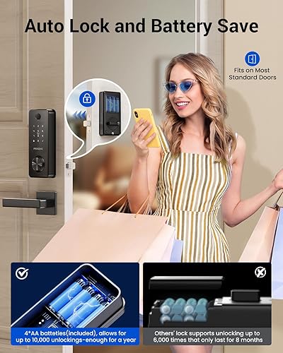 Miniatura 4 de Proscenic Cerradura inteligente L60 aleación de zinc IPX5 resistente a la intemperie Cerraduras de puerta de entrada sin llave para puerta