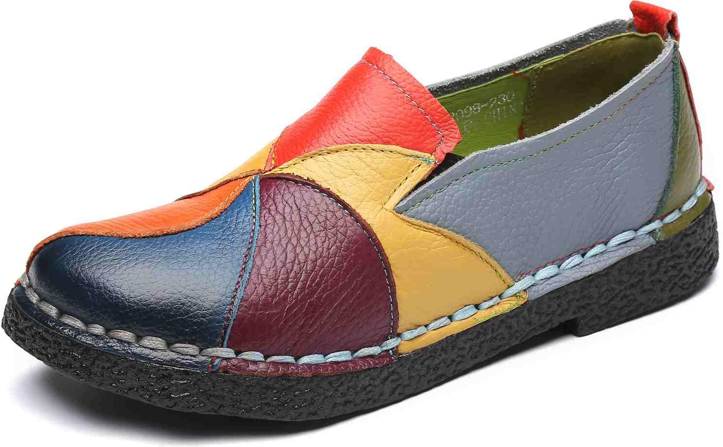 WENKOUBAN Women's Flats Supple Leather Moccasin Ladies Comfy Slip On Loafers