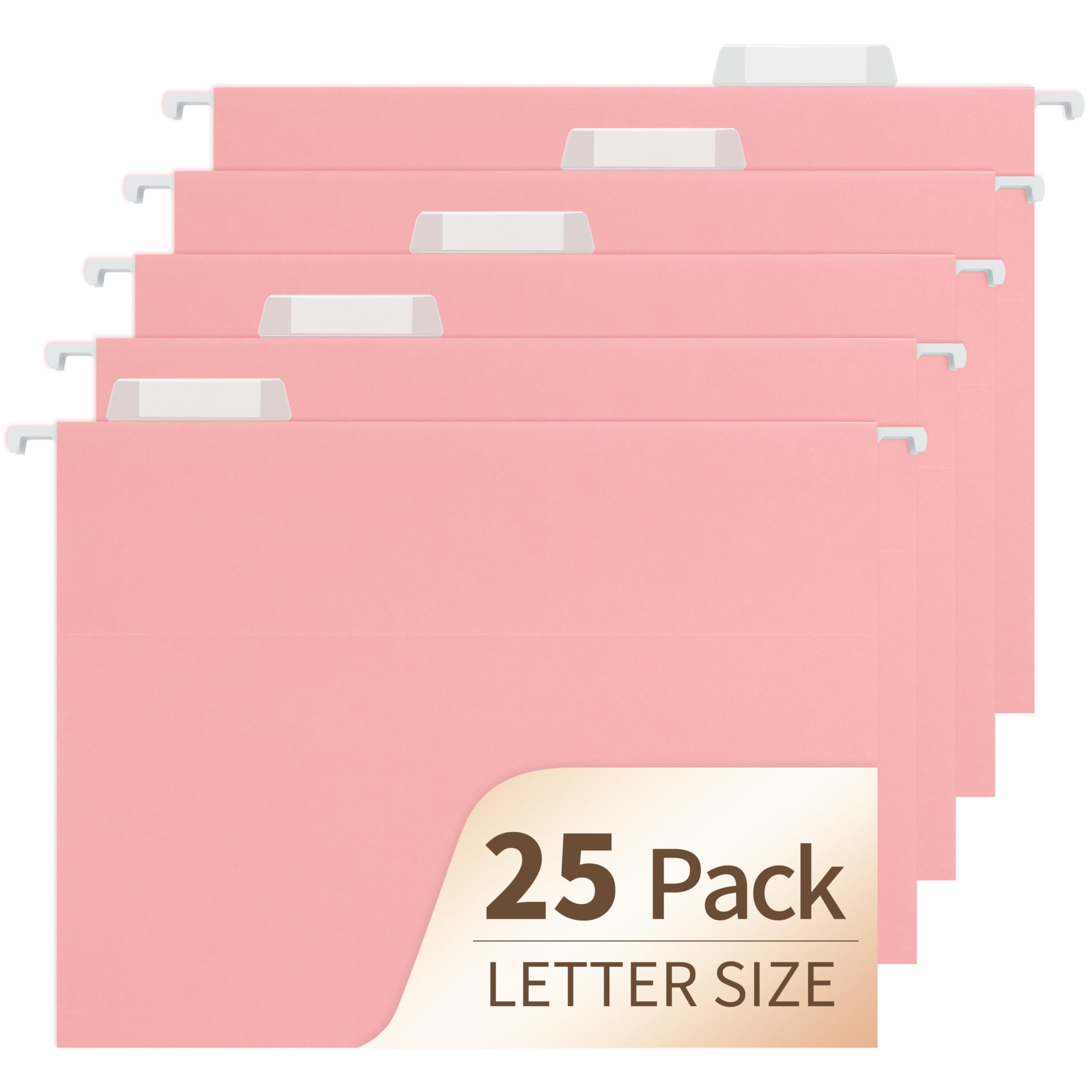fwipiyo Pink Hanging File Folders,25 Pack Letter Size File Folders with 1/5-cut Tabs,Office Essentials for Filing Cabinet & Desk Storage