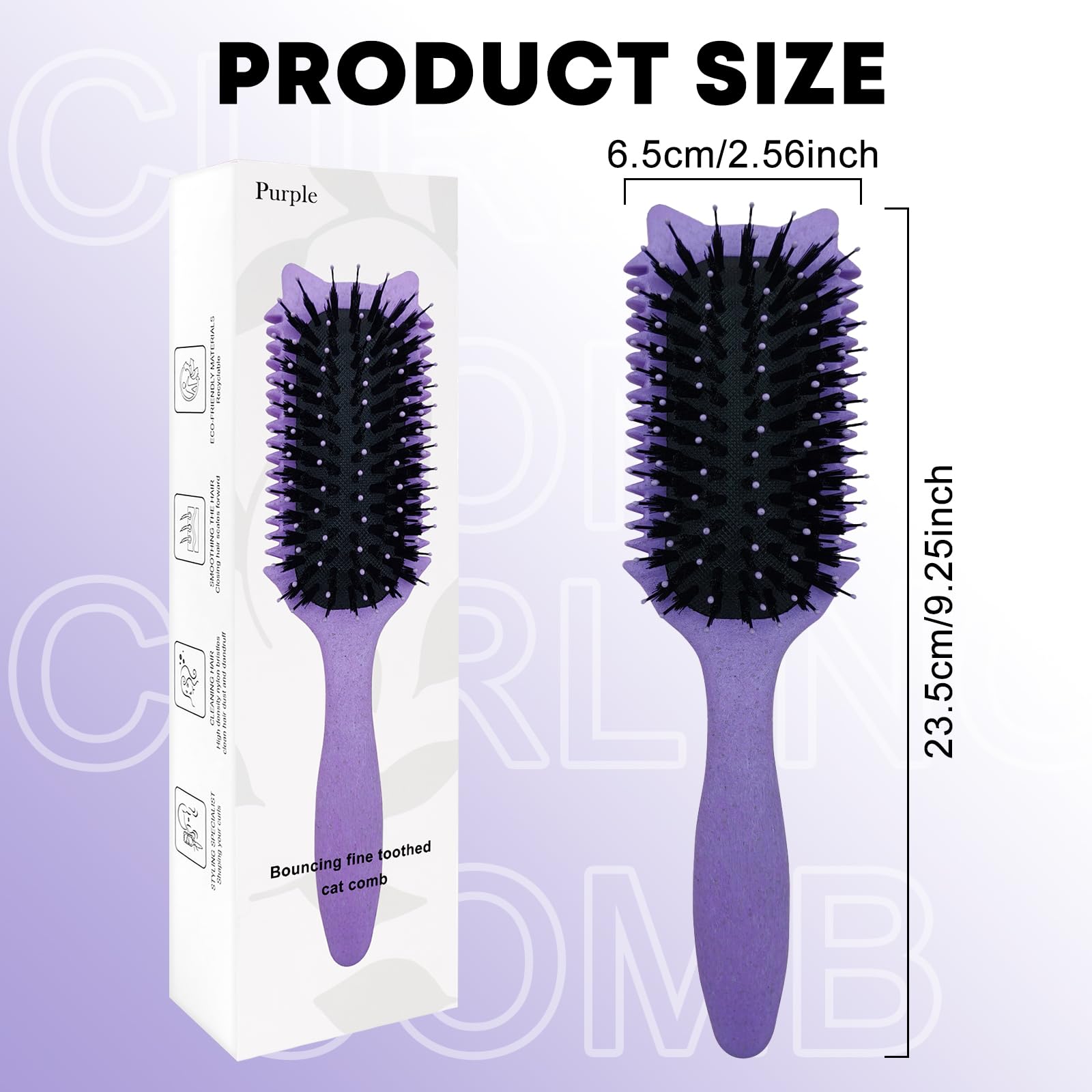Sularpek Curly Hair Brush, Curl Defining Brush, Boar Bristle Styling Brush for Detangling Defining, Shaping Curls - Image 2