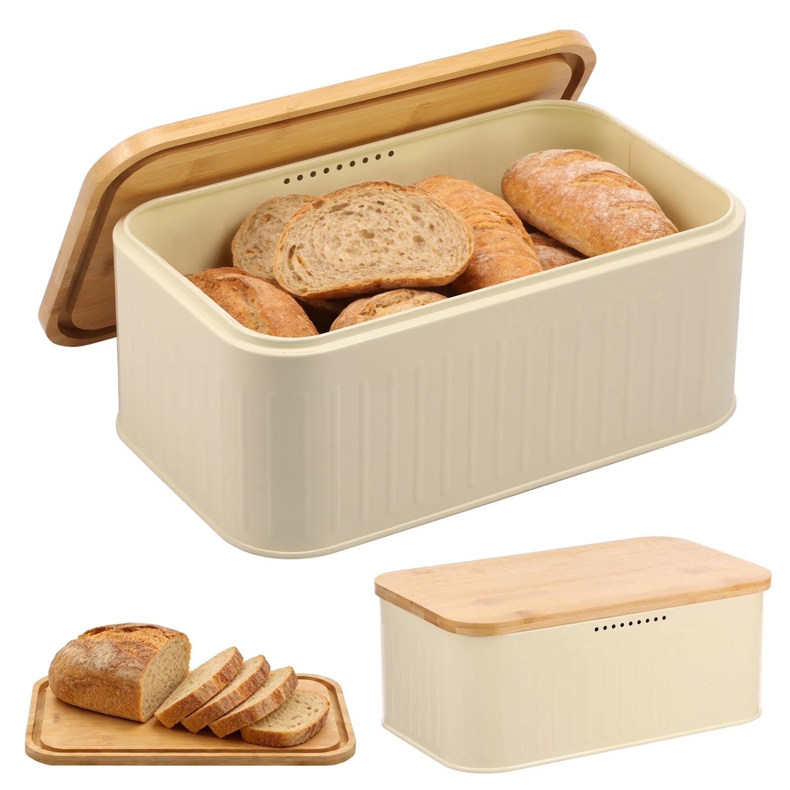Caja de pan metal con orificios ventilación Para Pan