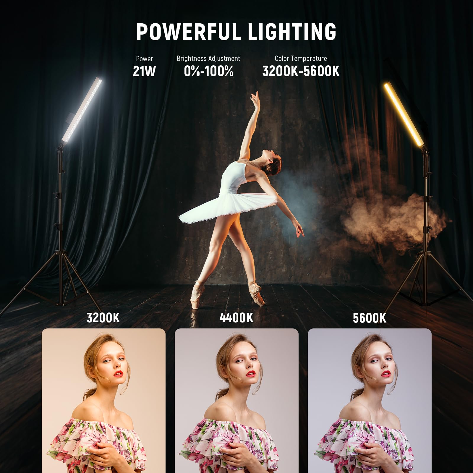 NEEWER TL60 RGB Tube Light, 20W Full Color LED Video Wand, APP/2.4G/DMX Control, 7 Pixel Effects 2500-10000K CRI97+, Radio Frequency, with Adapter, Mount, Cable, Bag: BH20B Silver