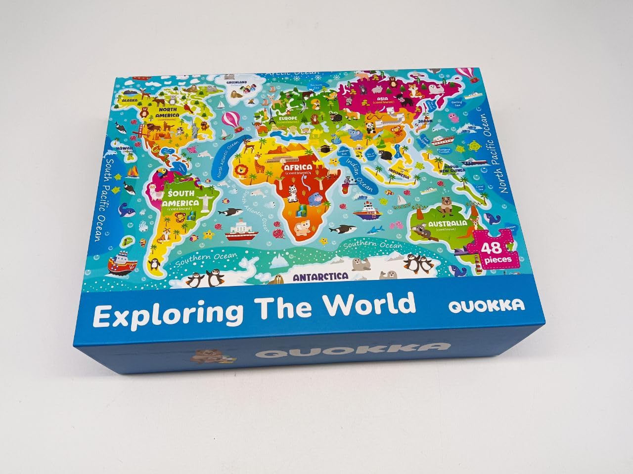 QUOKKA Puzzle Mapa Mundi Infantiles 3 4 5 Años - 60x90 cm 48 Piezas Puzzle XXL Gigante de Suelo para Niños 5 6 Años - Grande Juguete Mundo - Regalo Educativo para Niños y Niñas de 2 a 6