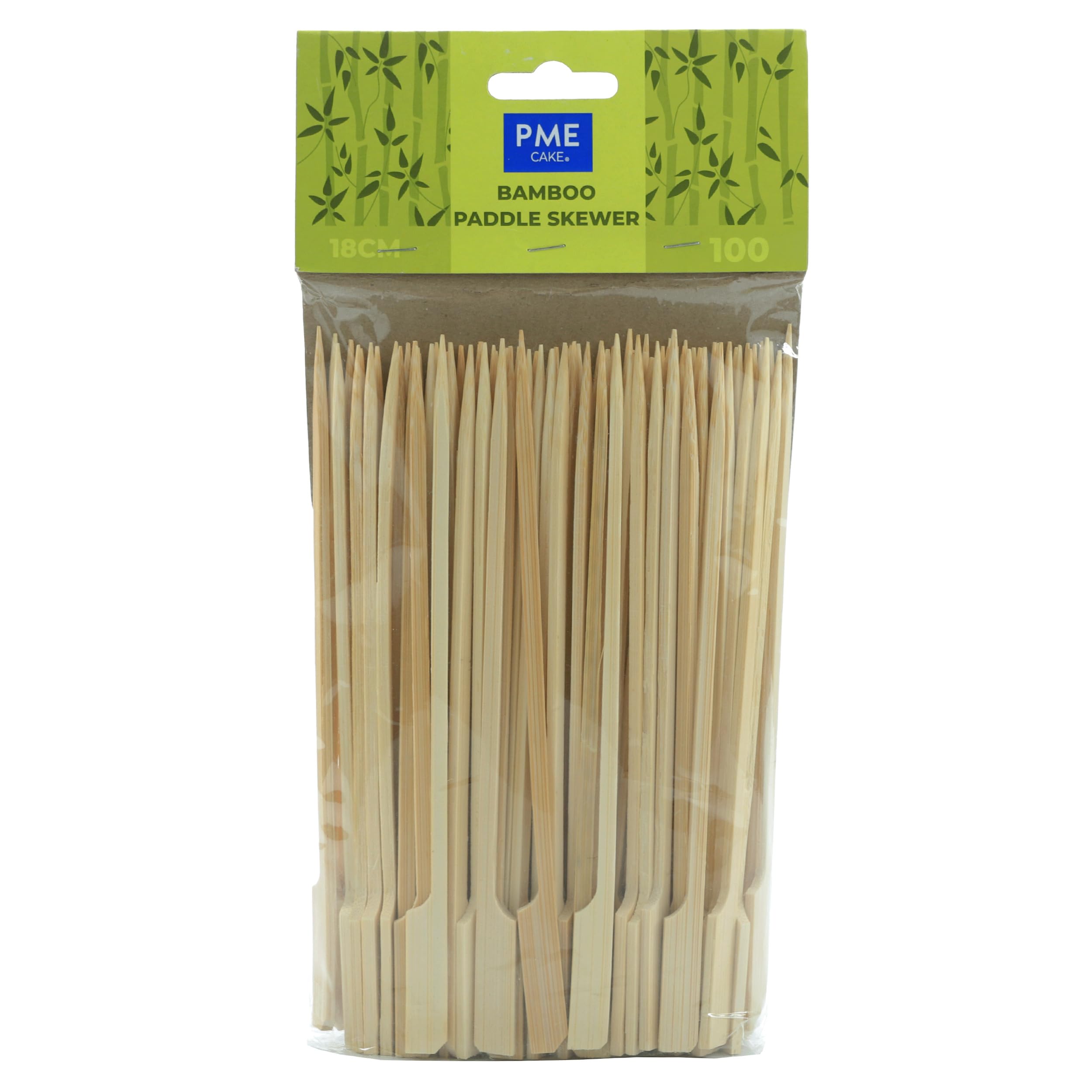 PME LSK185 Bamboo Paddle Skewers 18cm, Pack of 100, Brown