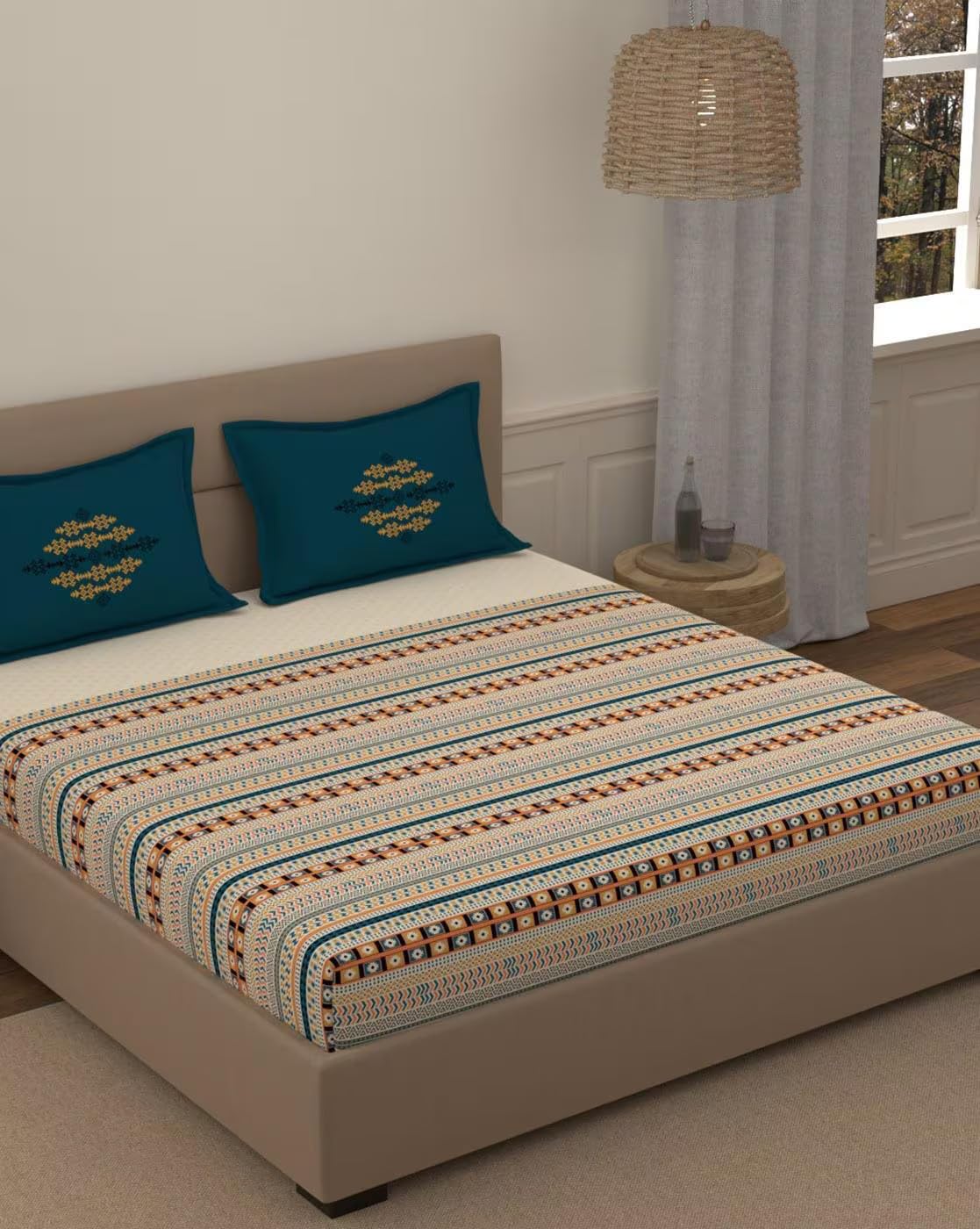 Portico New York Super King Size Super Soft Cotton Bedsheet with 2 Pillow Covers - Multicolor; 9 x 9 Ft (B09BK1QB5X) Amazon Price History, Amazon Price Tracker