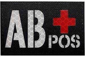 Infrared IR Tactical AB+ POS Positive Reflective Blood Type Patch