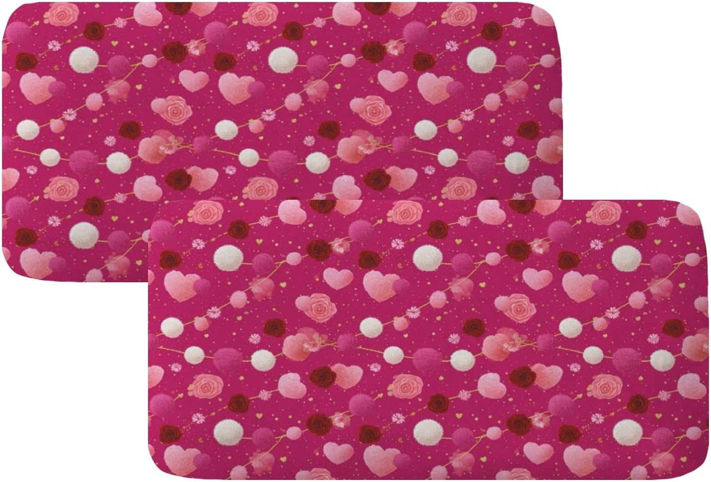 Rose and Tinsel Loveseat Covers Couch Covers for 2 Cushion Couch, 2-Piece Stretch Sofa Slipcovers Anti-Slip Washable Furniture Protectors for Dogs Pets