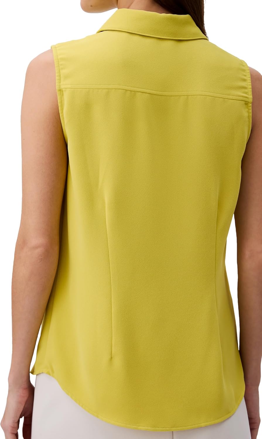 Calvin Klein Women's Crepe Sleeveless Button-Down Top Yellow - Image 5