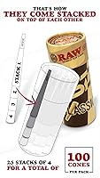 Vista 2 de Conos RAW Classic Tamaño Único 70/24 Paquete de 100 Conos Más Cortos que 1 1/4 Mini Preenrollado para Disfrutar de una Sesión Rápida