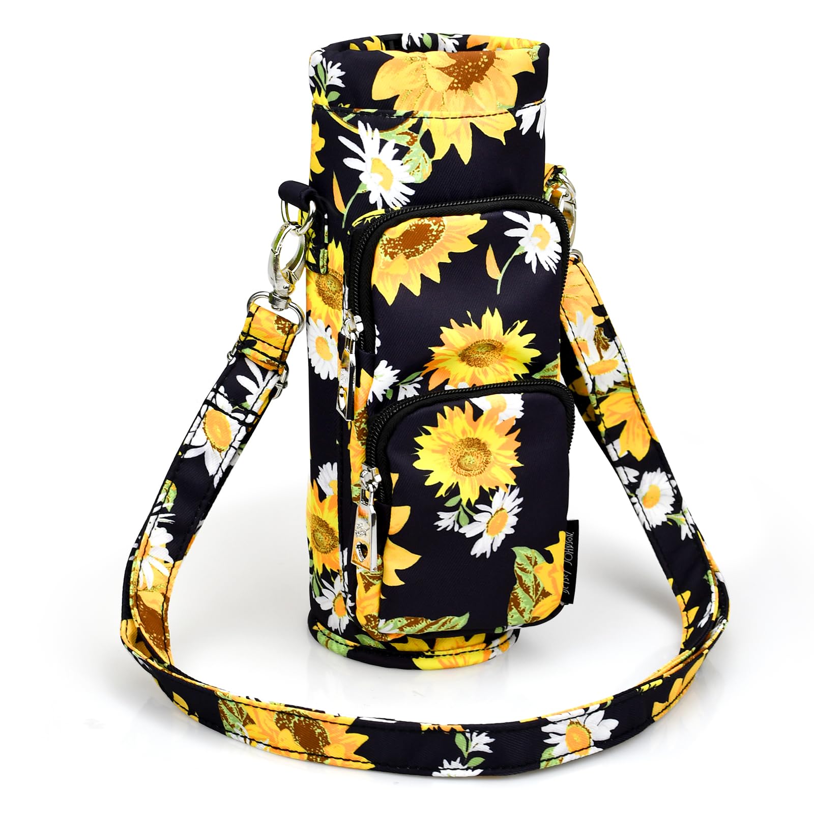 Betsey Johnson Insulated Water Bottle Pouch Holder Carrier Crossbag with Adjustable Shoulder Strap - Lightweight Polyester Accessories with Pockets
