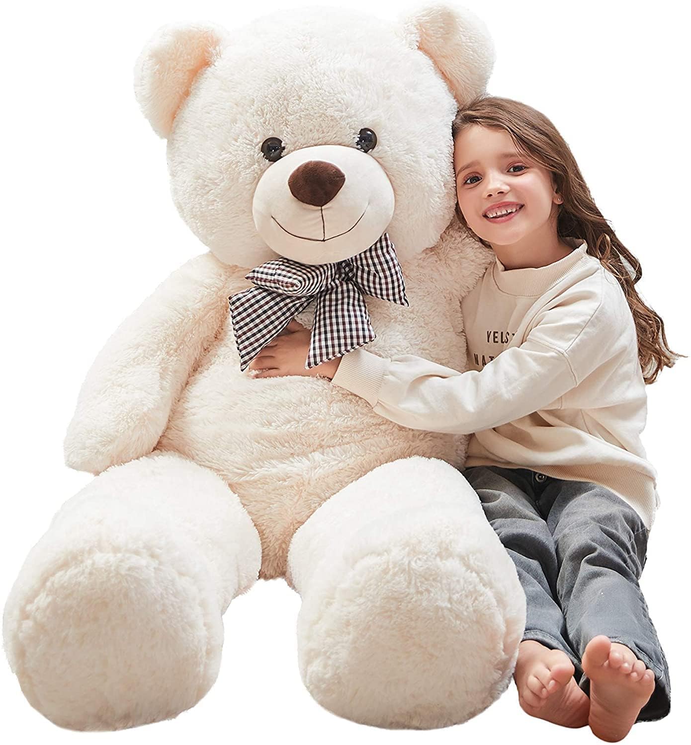 Misscindy Giant Teddy Bear Plush Stuffed Animals for Girlfriend or Kids 47 inch, (White)