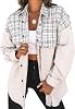 utcoco Womens Flannel Button Down Fleece Jacket Fall Fuzzy Plaid Blouse Jacket Winter Lightweight Coats