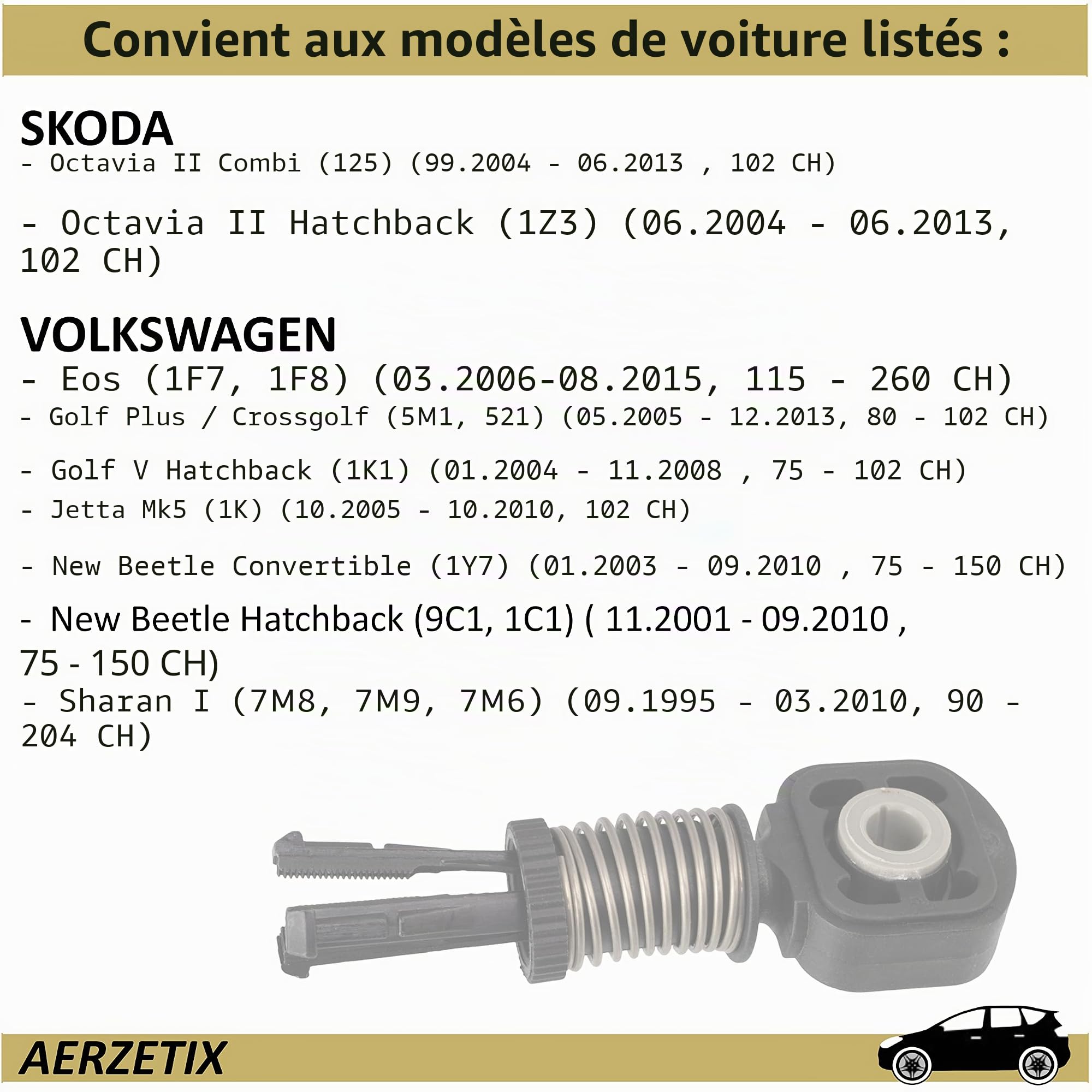 AERZETIX - C66792 - Tirette à câble, boîte de vitesse manuelle - pour véhicules avec tirette de câble pour changer de vitesse - compatible avec numéros OE 1J0711761C