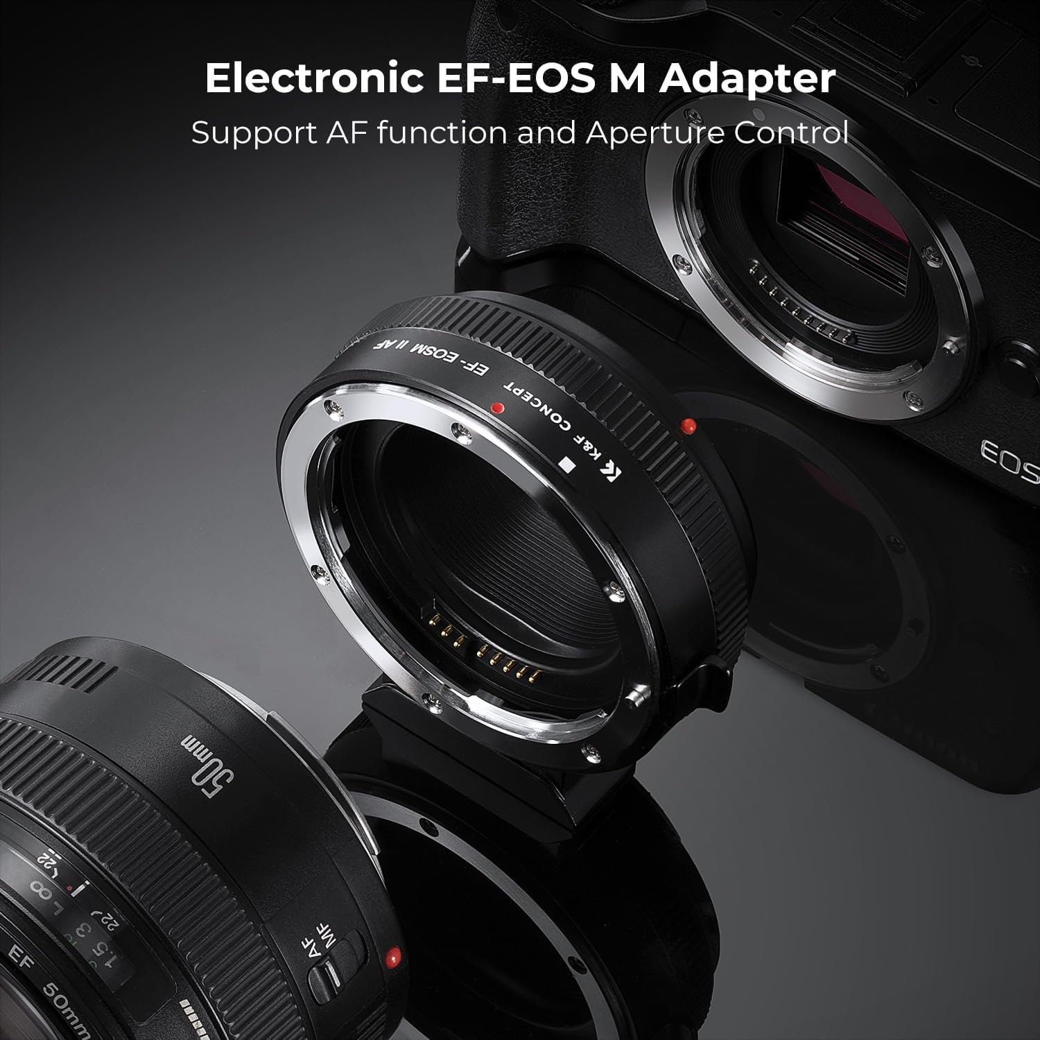 K&F Concept EF to EOS M Adapter, Auto Focus Lens Mount Adapter for Canon EF EF-S Lens and Canon EOS M Mount Cameras