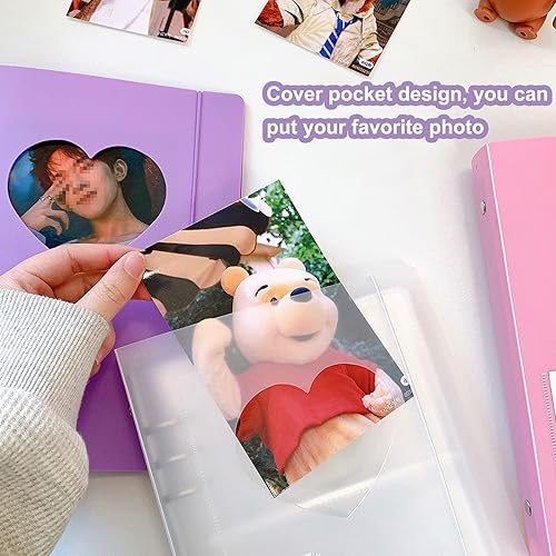 Vista 11 de Kpop - Carpeta para tarjetas fotográficas A5, 20 hojas, 160 bolsillos, álbum de fotos de 3 pulgadas en hojas sueltas, recargable, 6 anillas, libro