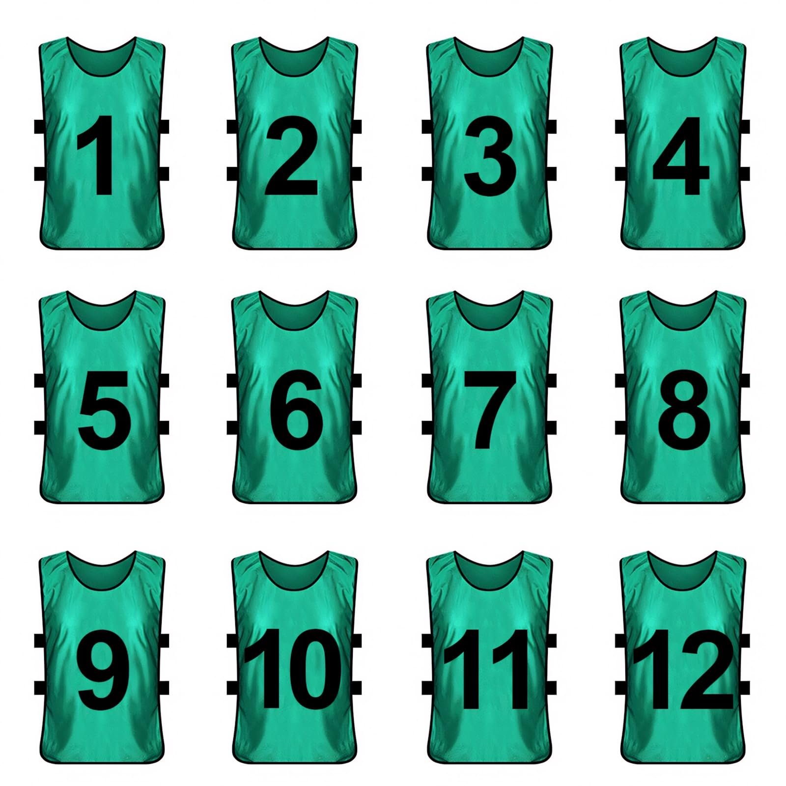 TopTie 12er-Set Trainingswesten Sport Trikot Leibchen Markierungshemd für Fußball, Basketballtraining Mummer1-12