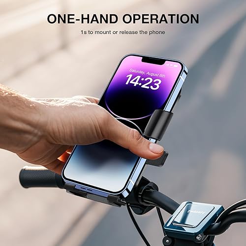 Miniatura 2 de Soporte para teléfono de motocicleta Soporte de teléfono de bicicleta mejorado para iPhone 151413 más teléfonos de 4.7-6.7 pies, negro (manillar)