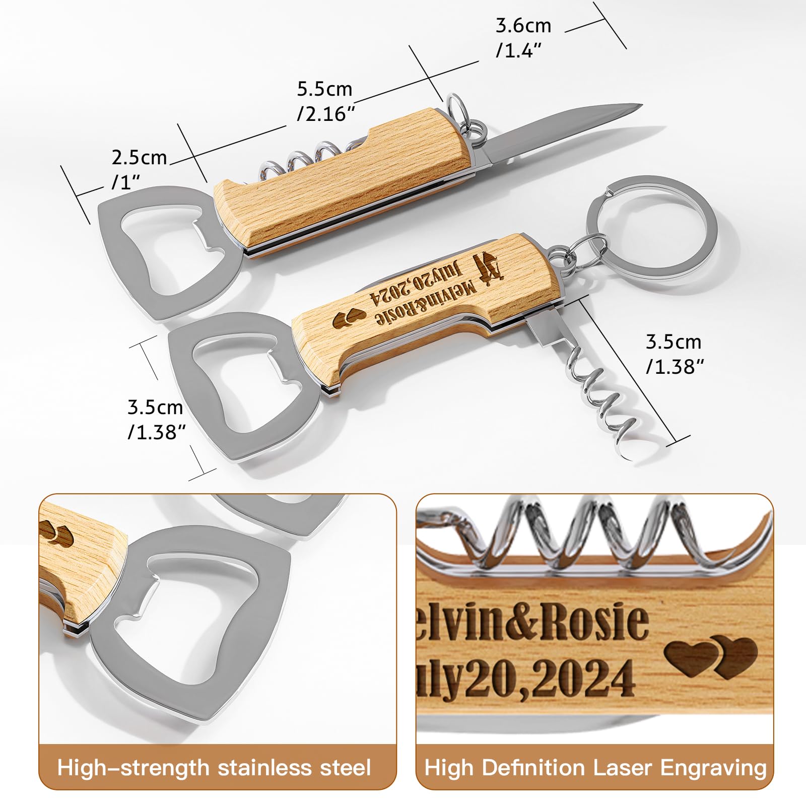 Apribottiglie In Legno Per Vino E Birra Personalizzati Con - Foto 10