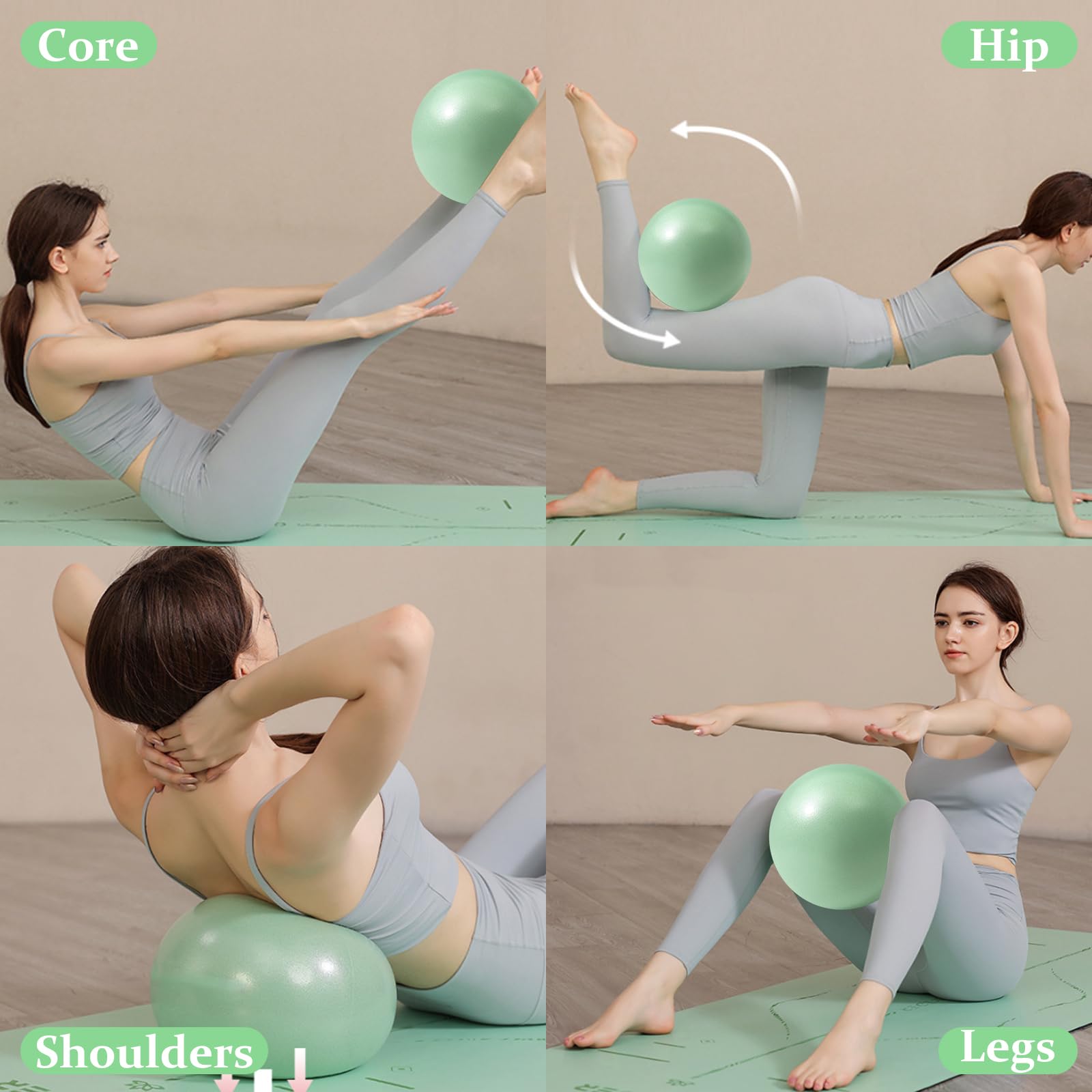 ZHIYUQL 3 stuks Pilates ballenset, 25 cm, gymnastiekbal, kleine yogabal