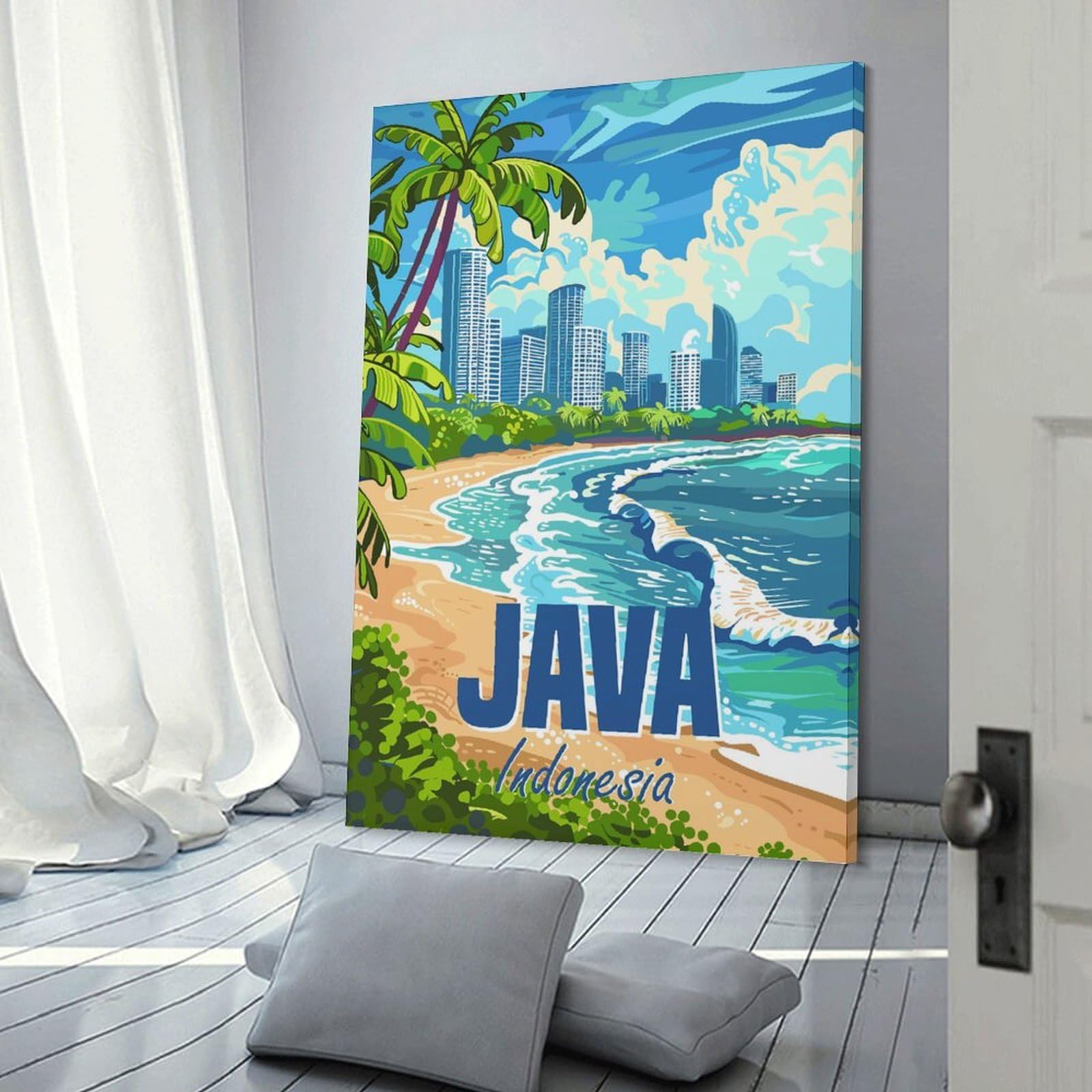 Junmoney Canvas Art Print Java Island Indonesia, 16x24inch(40x60cm), for Gallery Wall Layouts in Home Or Office, A Versatile Canvas Print for Layering