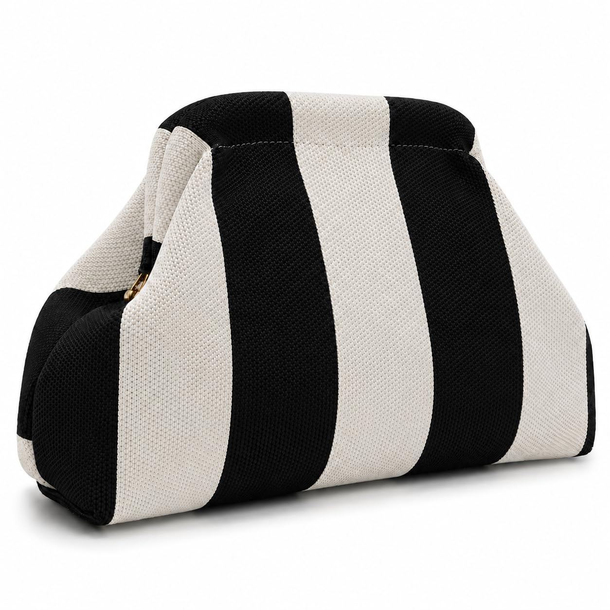 Striped Crochet Clutch Purse for Women | Woven Dumpling Style Handbag | Kiss-Lock Closure | Lightweight & Spacious Evening Clutch-image-19