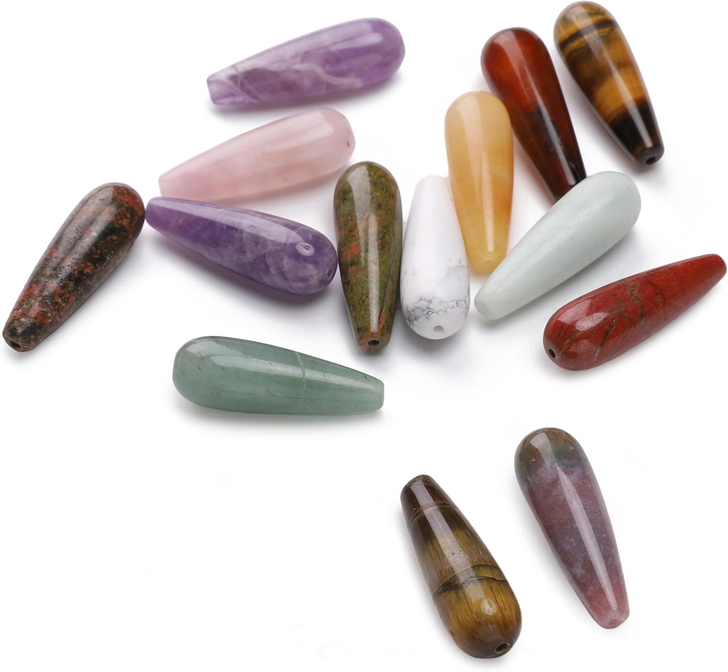 Natural Mix Color Agate Teardrop Stone Beads 10x30mm 24pcs Dangle Earring Charm for DIY Jewelry Making - Image 5