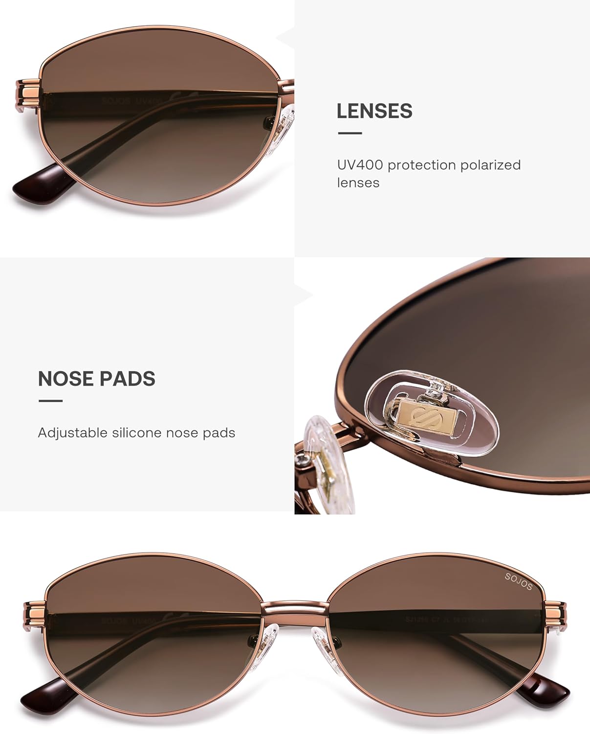 SOJOS Trendy Oval Round Polarized Sunglasses for Women Men, Retro Chic Circle Shades SJ1255 - Image 4