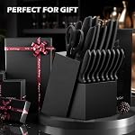 Knife Set, 20 Pieces Knife Sets for Kitchen with Block, Dishwasher Safe Kitchen Knife Set with Self Sharpener, German Stainless Steel Black Knife Block Set