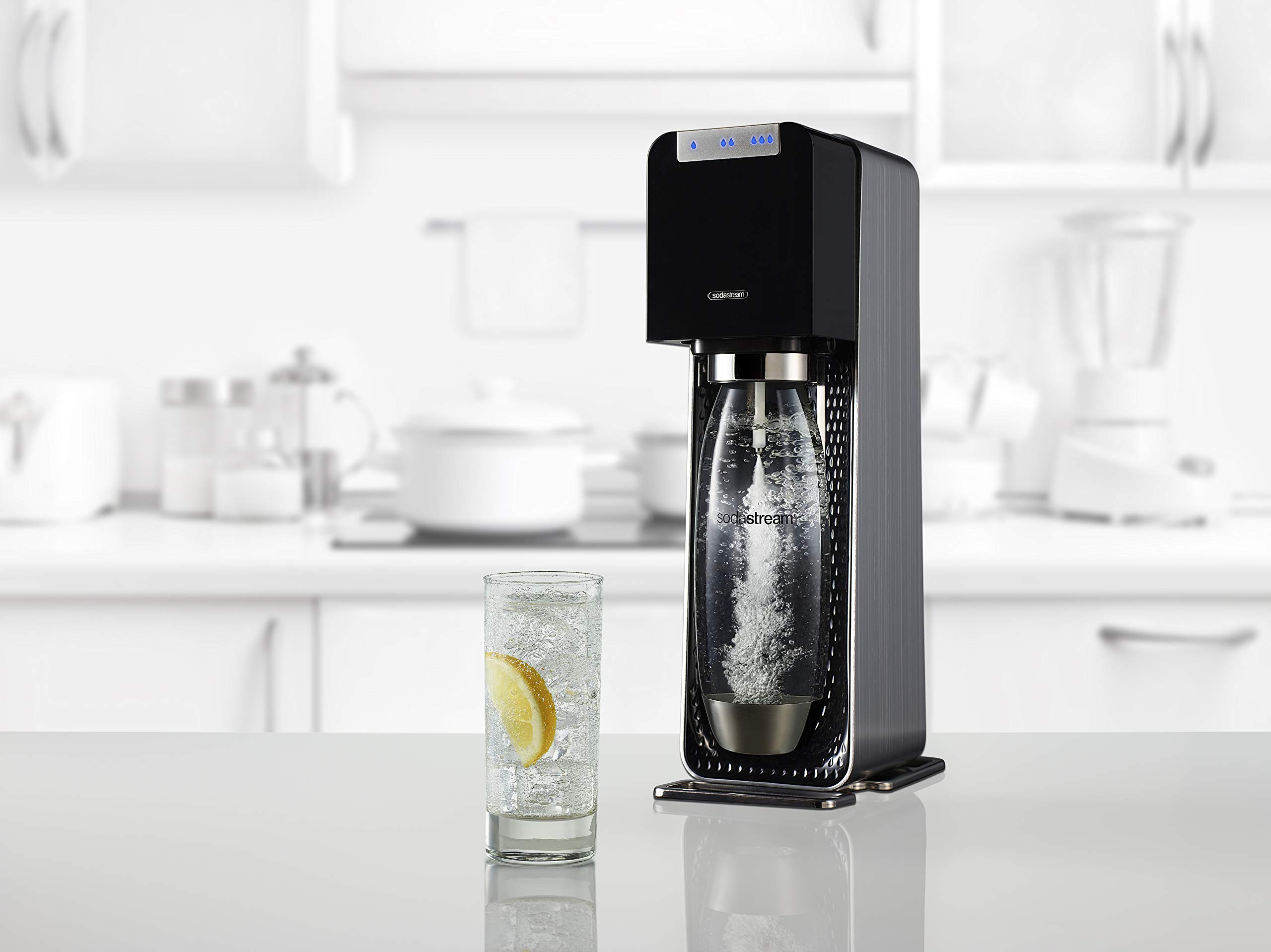 sodastream 1019811441 SST SST Puissance gazéification électrique, Aluminium, Noir, 19,6 x 29,6 x 42 cm