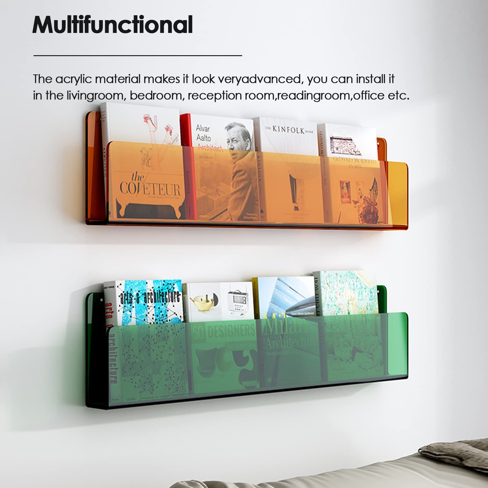 Portariviste in acrilico, supporto per brochure, da parete, per cataloghi, librerie, librerie, espositori per centri commerciali fanghi, lunghezza 40 cm
