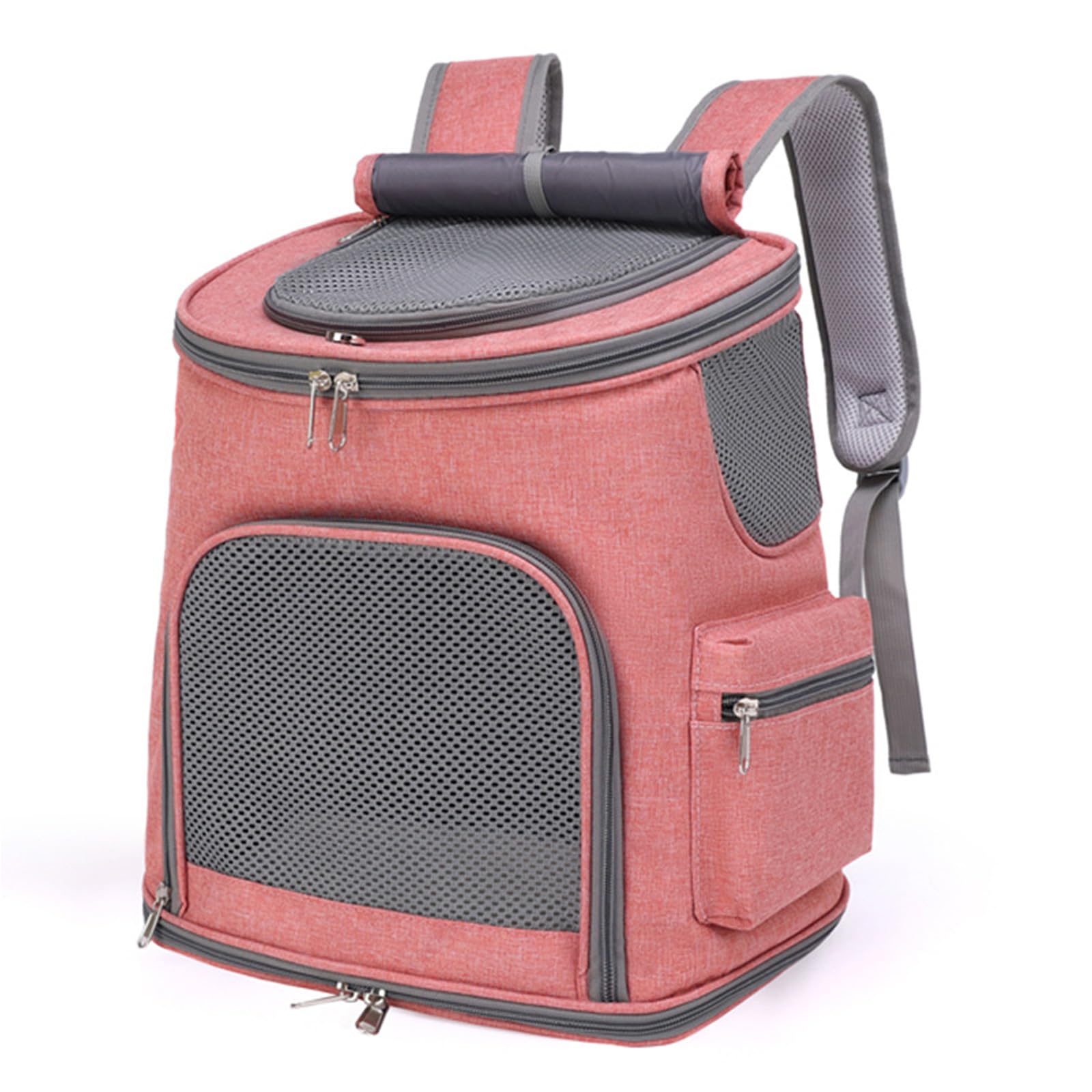 Zaino per Gatti, Zaino per Animali Domestici per Gatti di Taglia Media E Cani di Piccola Taglia, Borsa Pieghevole per Cuccioli, Zaino per Borsa per Gatti con Tende per Protezione Solare,Rosa