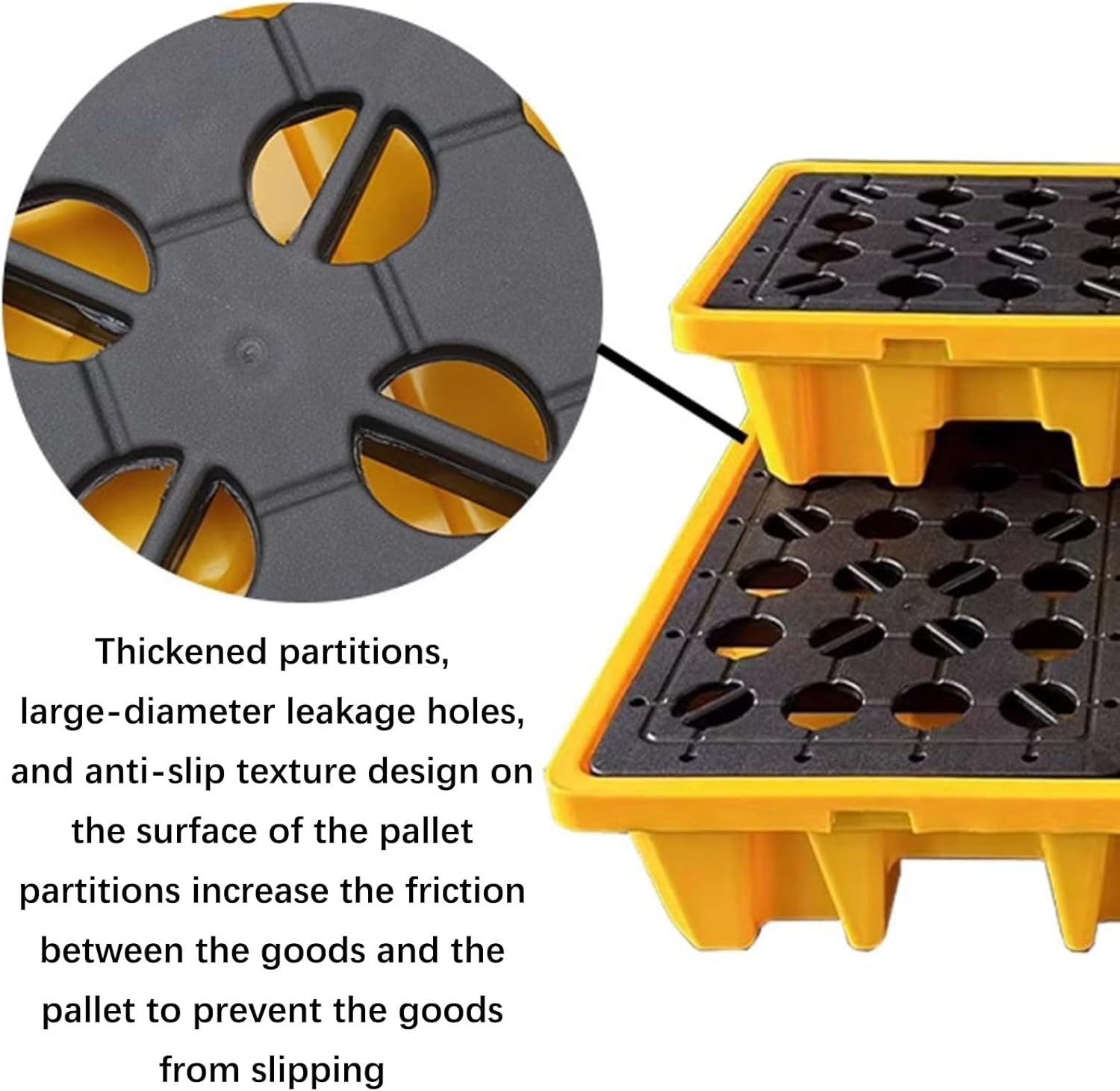 Spill Containment Platform, Stackable Polyethylene Pallet for Oil Drums, Leak-Proof Modular Tray for Warehouses and Factories