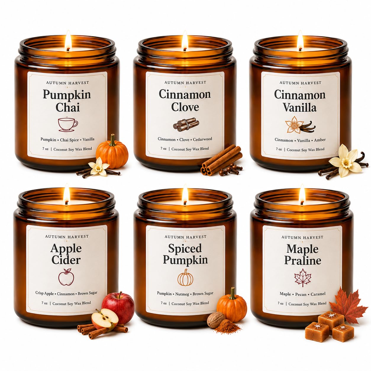 Fall Scented Candle Set of 6