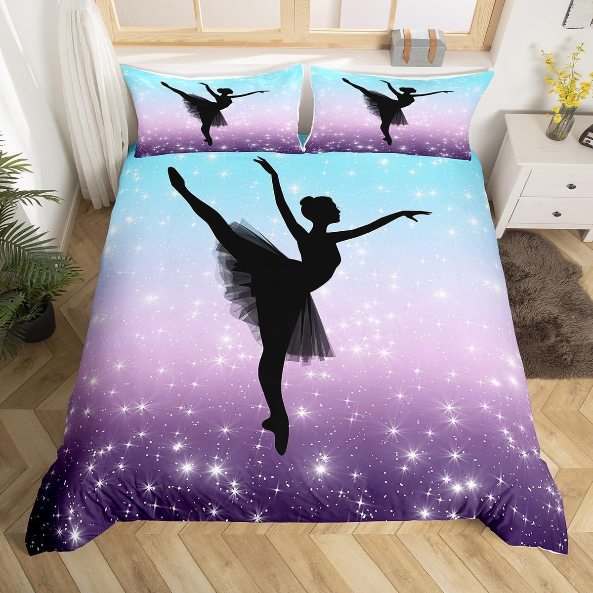 Parure de lit 220x240 cm adulte danse avec 2 taies 65x65