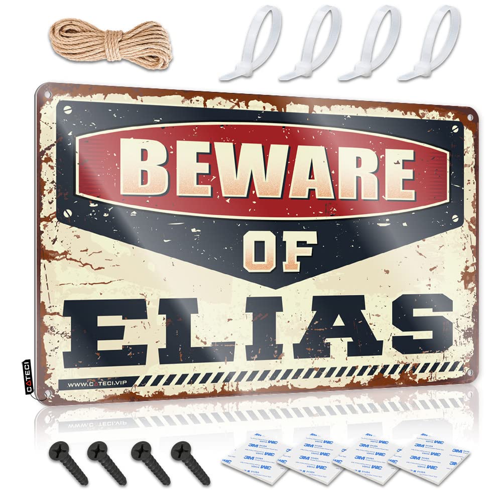 Funny Beer Sign Beware Of Elias Tin Sign Funny Saying Tin Signs Vintage Coffee Sign(30X40CM)