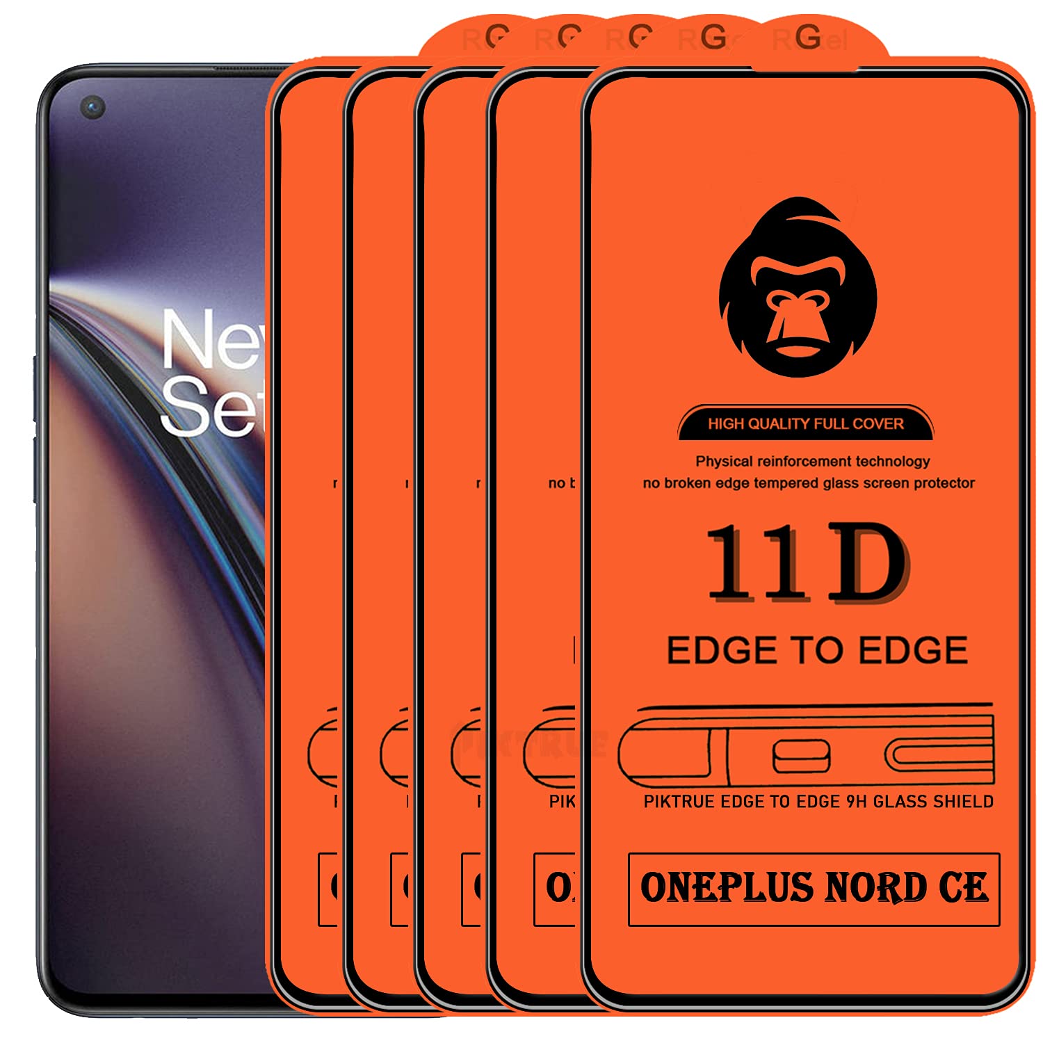 PikTrue Tempered Glass Screen Protector Compatible for Oneplus Nord CE 5G (Pack Of 5) with Full Screen Coverage (edge to edge) and Easy Installation kit [5 Pack|Black|Gorilla Tempered] (B09CGTQ3C1) Amazon Price History, Amazon Price Tracker