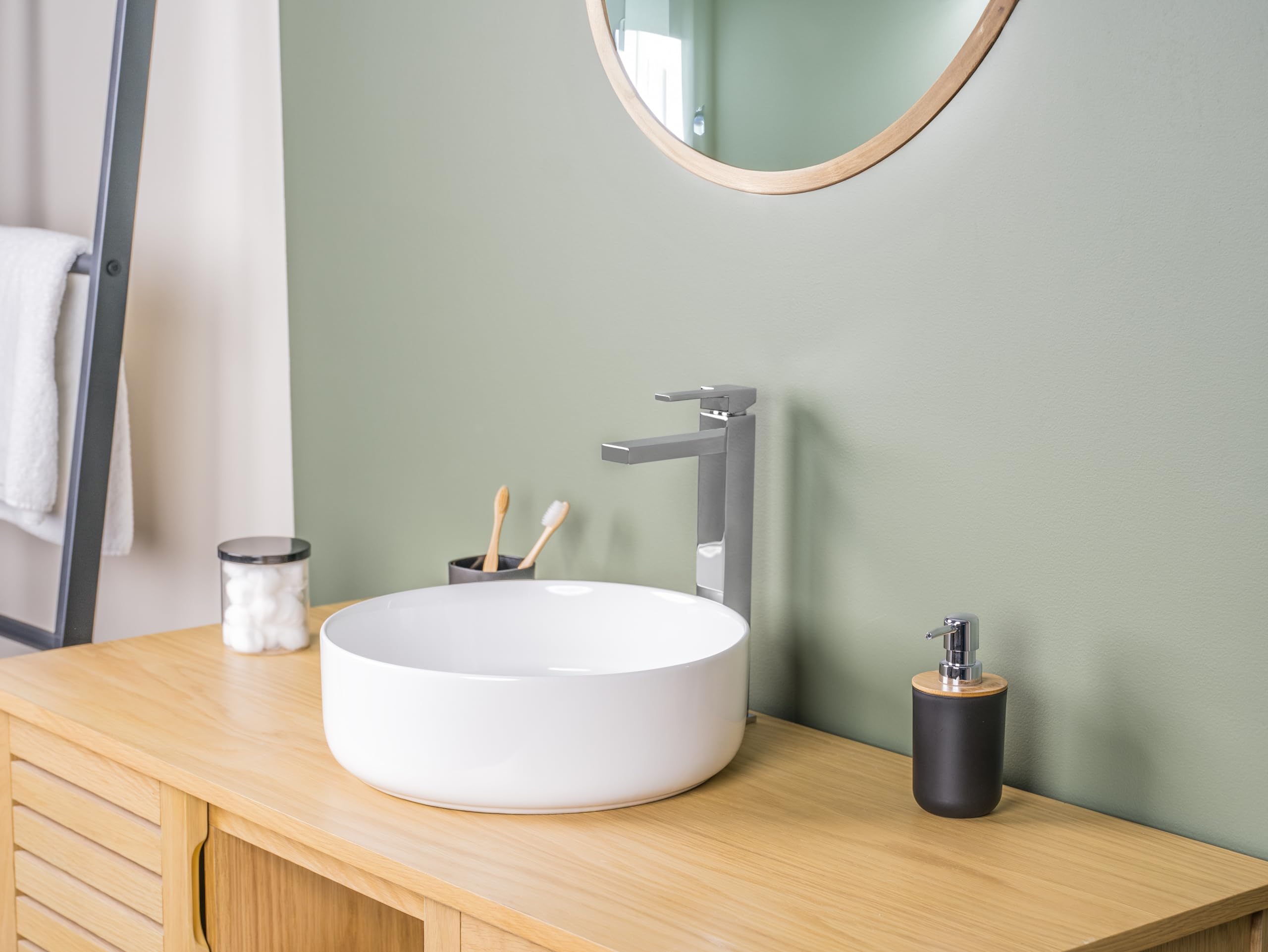 Grifo para Lavabo sobre Encimera CUARTO Cromado | Mezclador Monomando de Cuerpo Alto con Diseño Elegante y Minimalista | Ideal para Lavabos de Apoyo | Cartucho Cerámico Incluido | by EUROSANIT