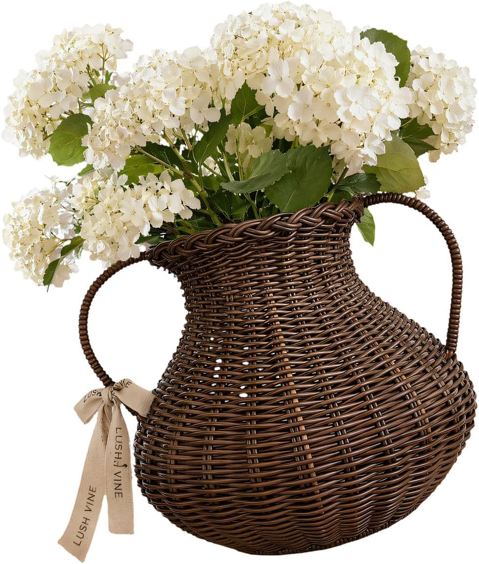 Rattan Woven Vase with Look, Sturdy and Easy to Carry for Home Decor, Suitable for Fake Bushes and Storage Home Vase