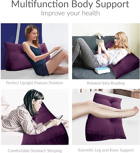 Miniatura 3 de Almohada de cuña grande para cabecero, cojín de respaldo para adultos para sentarse en la cama, almohada ergonómica de lectura para posicionamiento
