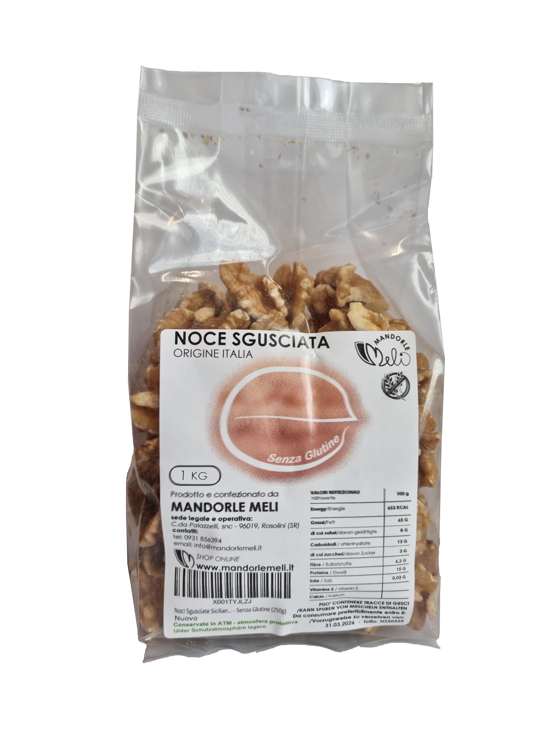Noci Sgusciate - Frutta Secca Fonte di Vitamine e Fibre - Senza Glutine (1kg)