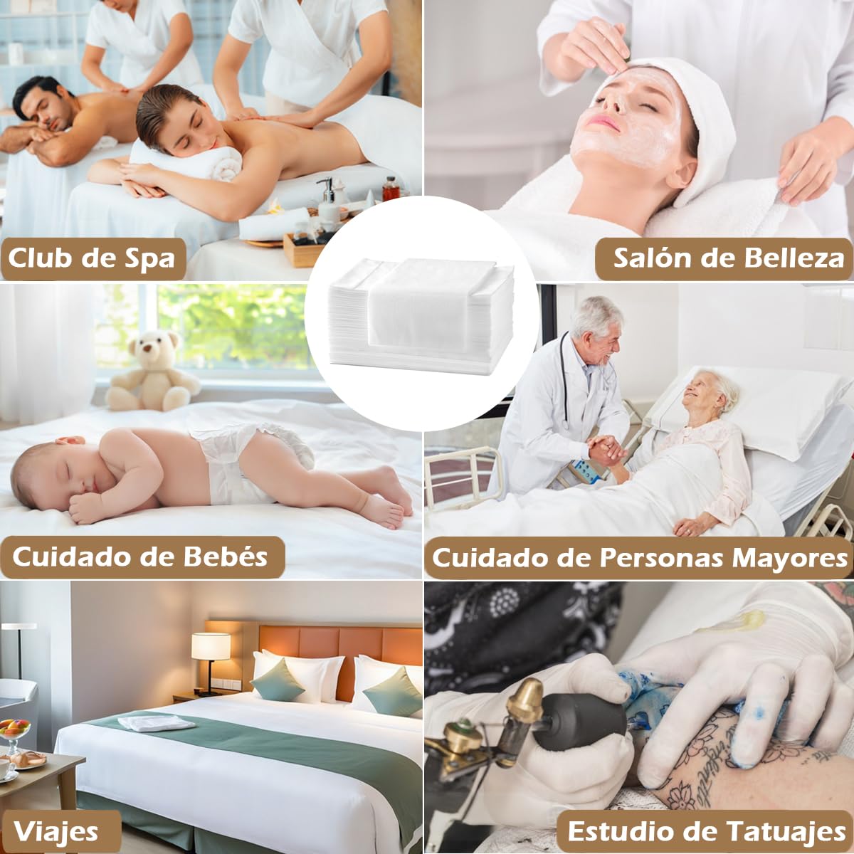 100 PCS Sabanas Desechables Camilla Masaje, 80x180cm Sábanas Desechables No Tejidas, Transpirable TNT Toallas Desechables para Masajes Salón de Belleza Spa Tatuaje Camas de Hospital, Blanco