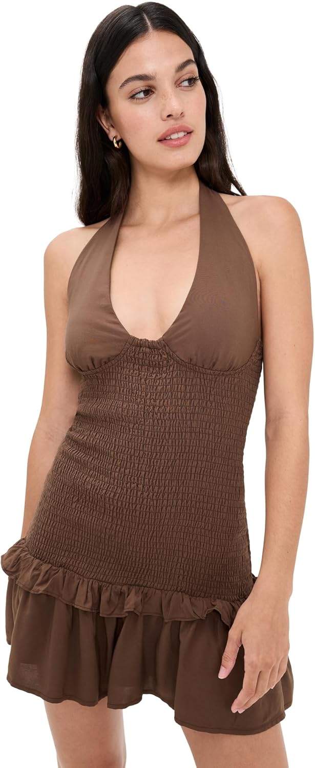 Seven Wonders Women's Fleur Shirred Halter Mini Dress