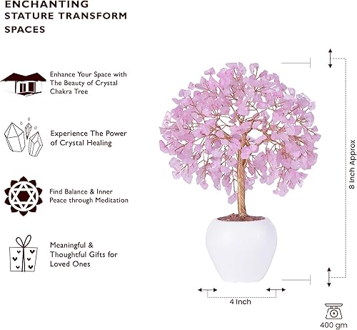 Miniatura 9 de Árbol de dinero de cristal de chakra de amatista, árbol de la vida con base de maceta, buena suerte, Navidad, hogar, oficina, escritorio, decoración