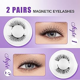 2-Pairs Reusable Magnetic Eyelashes with Applicator: Wendy Fake Magnetic Lashes Natural Look, K8+604-A1