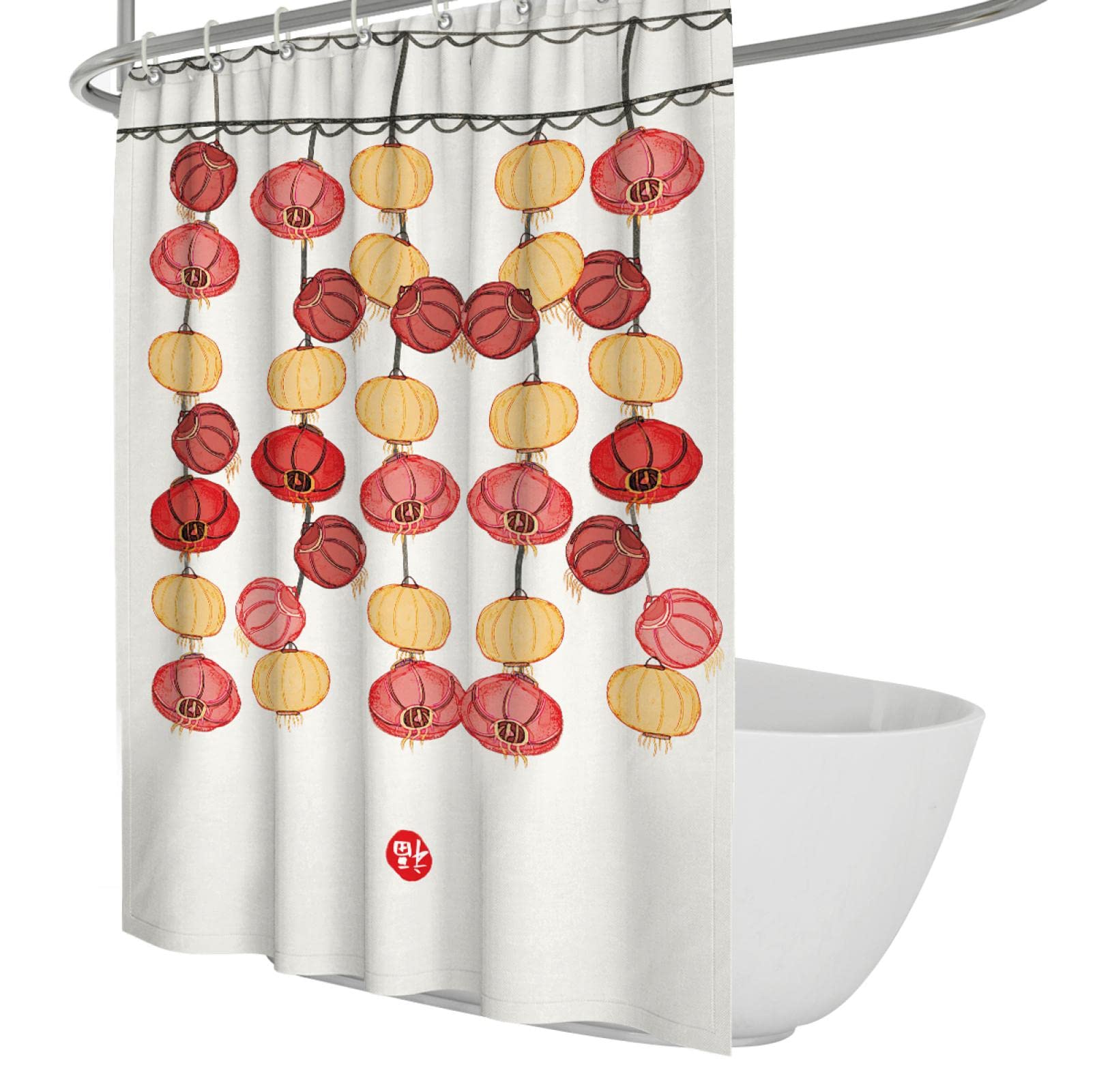 Rideaux de douche lanternes 200x220cm : solution anti-projections pour grandes baignoires