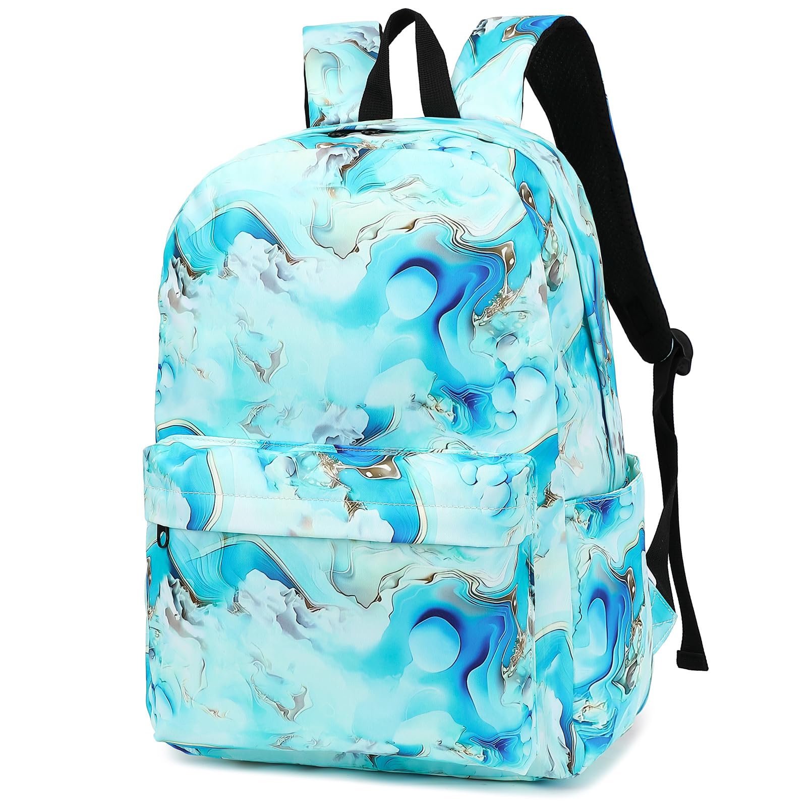 Kouxunt Marble School Backpack for Girls Womens, School Bags Collge Bookbags Laptop Backpacks for Kids Teens Adults (Green)