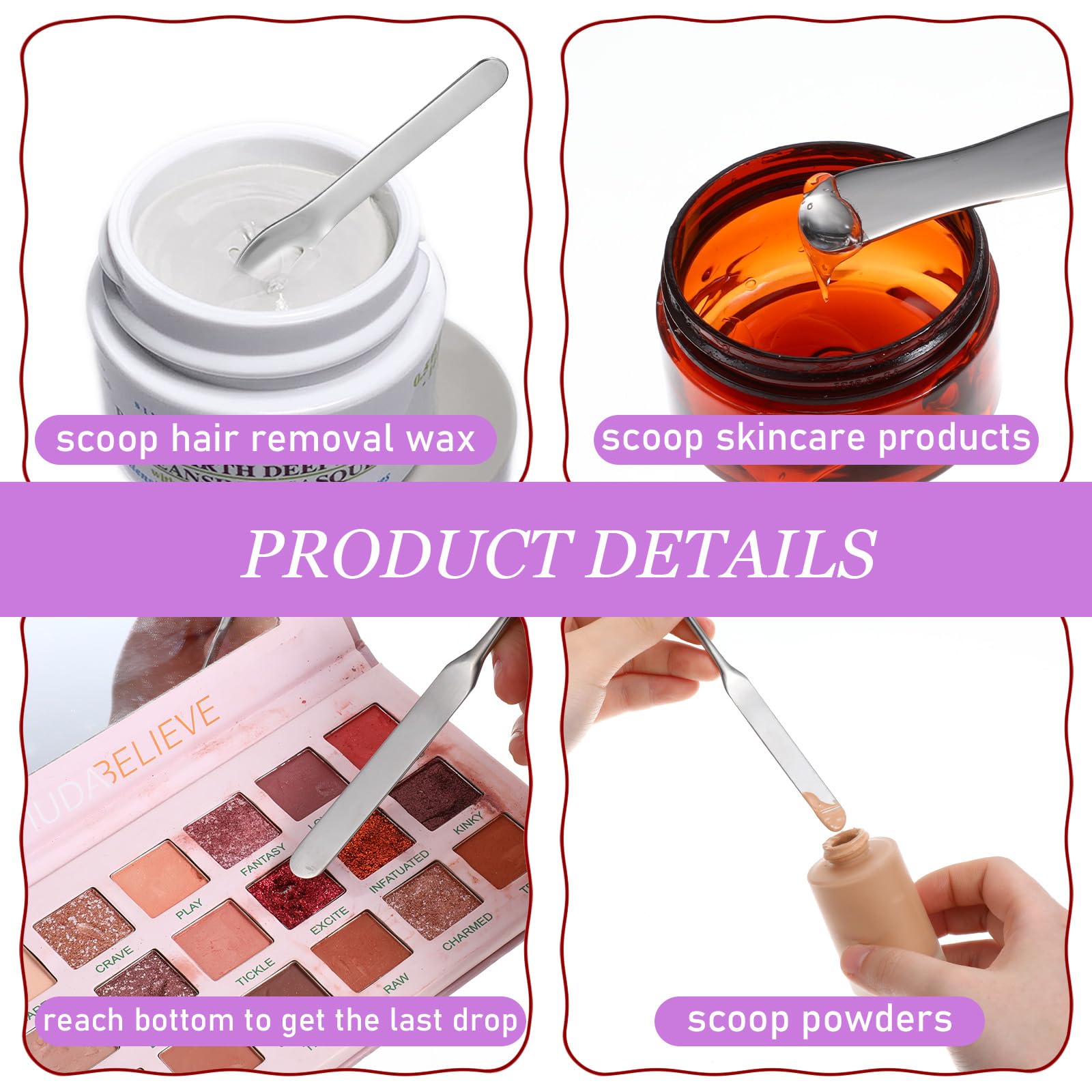 4PCS Stainless Steel Makeup Spatula Mini Metal Cosmetic Spatula Korean Skincare Spatula Multi-functional Beauty Spatula Tiny Facial Spatula Beauty Accessories for Personal Care Makeup Cosmetics Tools 2