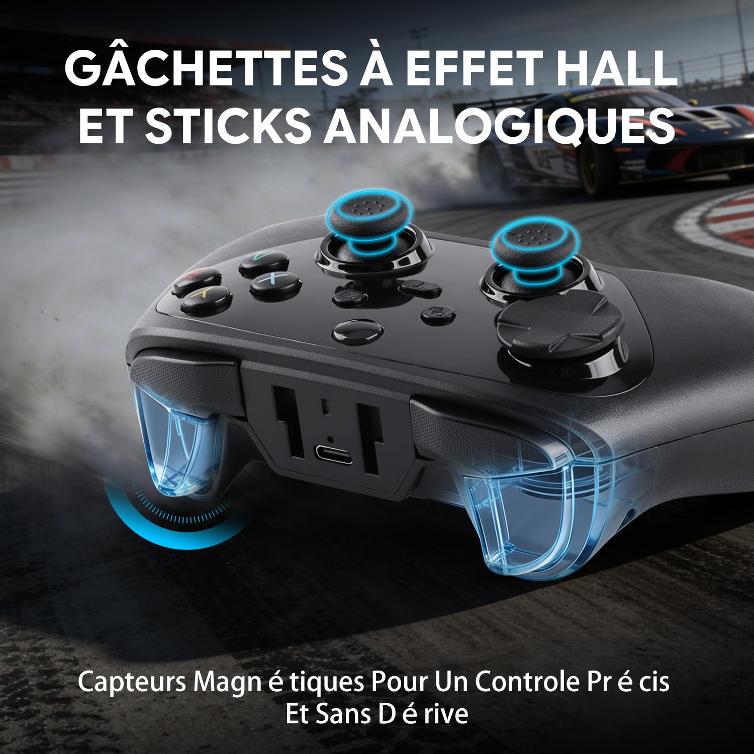 NITHO KARMA Manette Sans Fil Compatible aves Switch, Switch 2, PC Windows, iOS et Android, Gamepad avec Effet Hall, Fonction Macro, Gyroscope 6 Axes, Turbo et Double Vibration - Noir